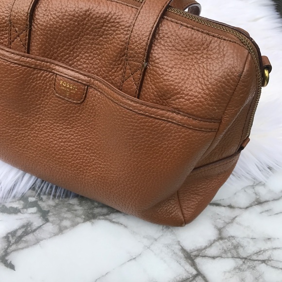 Fossil Handbags - Fossil Mimi Pebbled Leather Carryall Satchel brown
